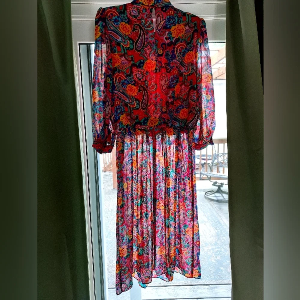 Vintage Colorful Paisley Floral Print Dress - Picture 4 of 12